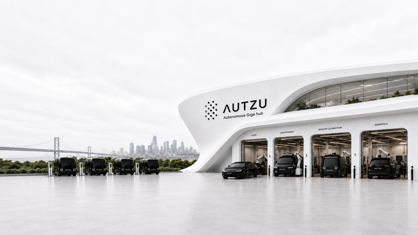 Autzu Giga Hub in San Francisco — autonomous infrastructure for robotaxi operators